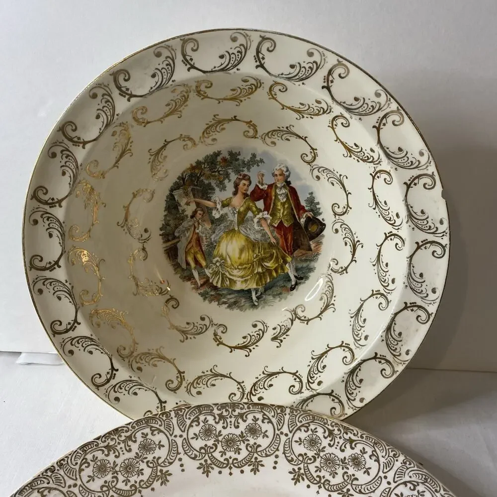Royal China 22kt Gold Couple George & Martha Bowl & Limoge D'or Triumph plate